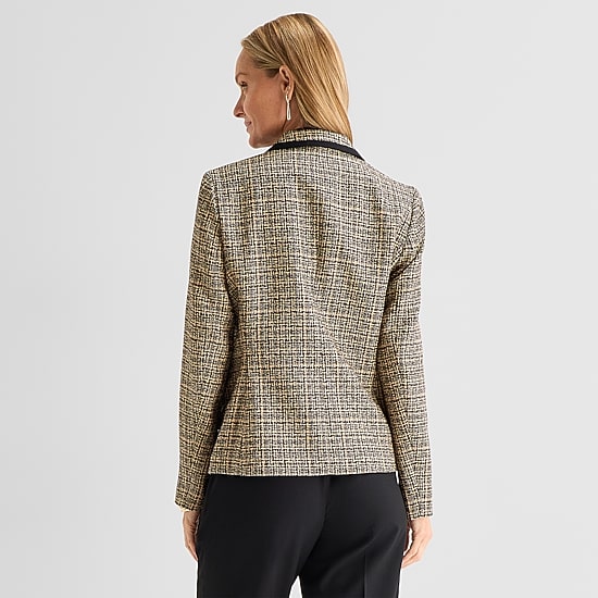 Black Label by Evan-Picone Tweed Womens Classic Fit Double Breasted Suit Jacket