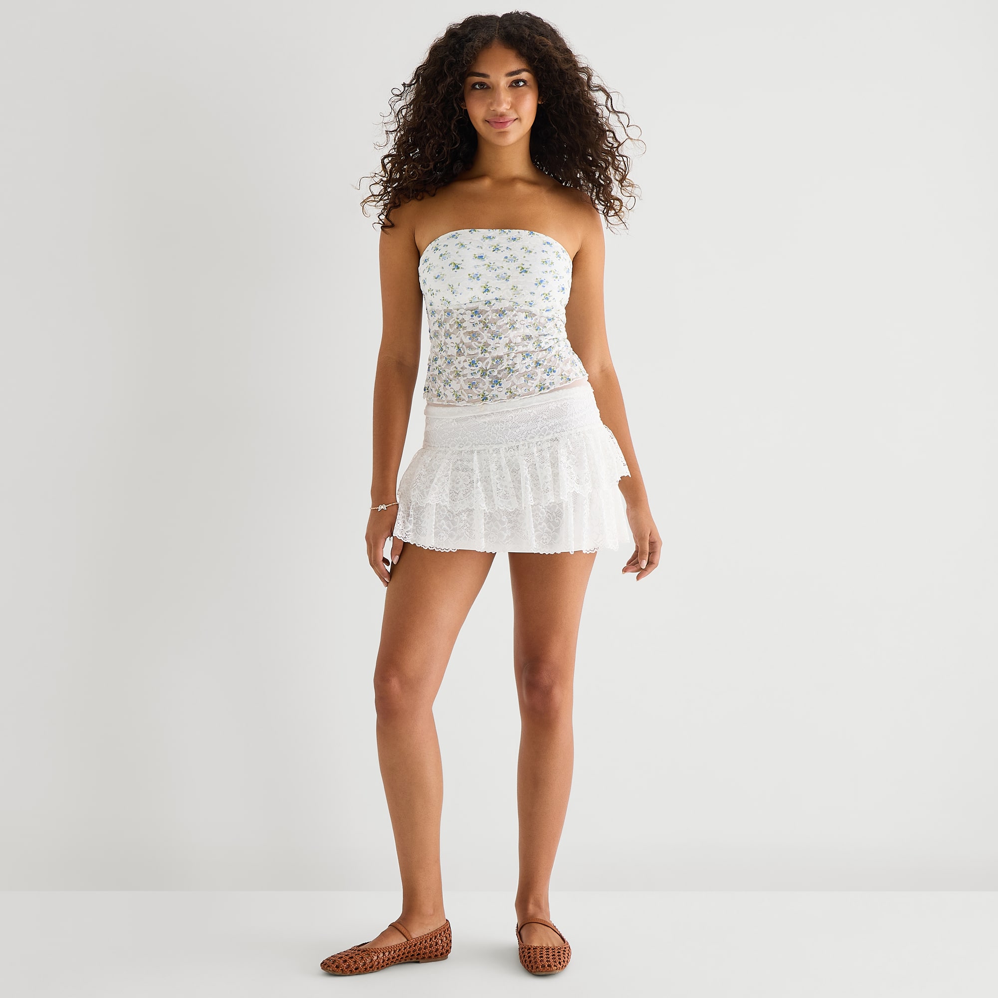 Forever 21 Womens Juniors Low Rise Mini Flared Skirt
