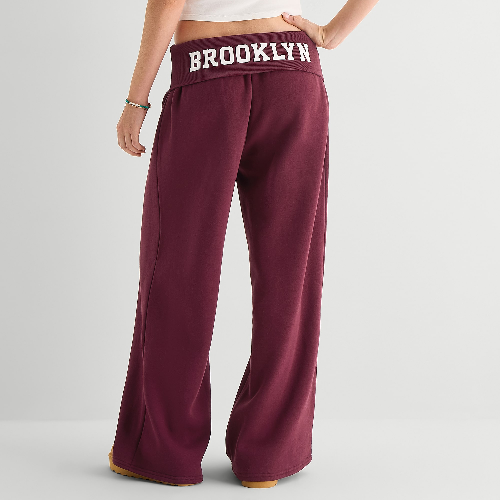 Forever 21 Womens Juniors Wide Leg Mid Rise Fleece Sweatpant