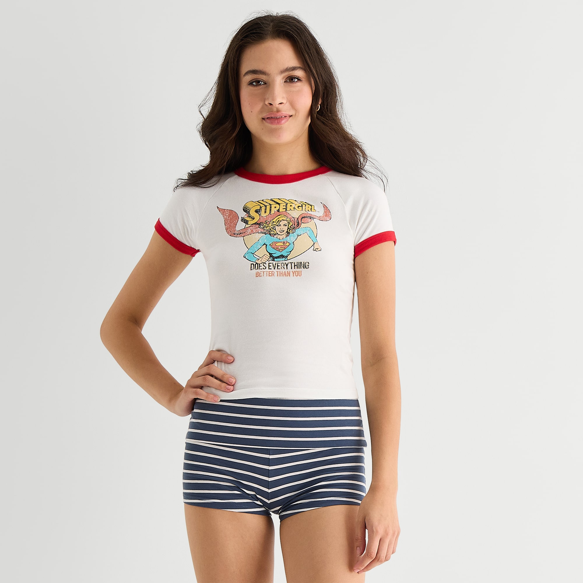 Arizona Supergirl Womens Juniors Crew Neck Short Sleeve T-Shirt