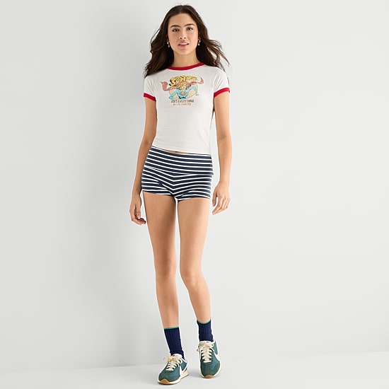 Arizona Womens Juniors Crew Neck Short Sleeve Supergirl T-Shirt