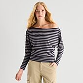 Arizona Womens Juniors Asymmetrical Neck Long Sleeve Blouse