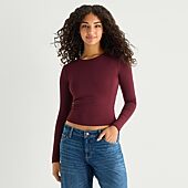 Arizona Womens Juniors Crew Neck Long Sleeve Shell