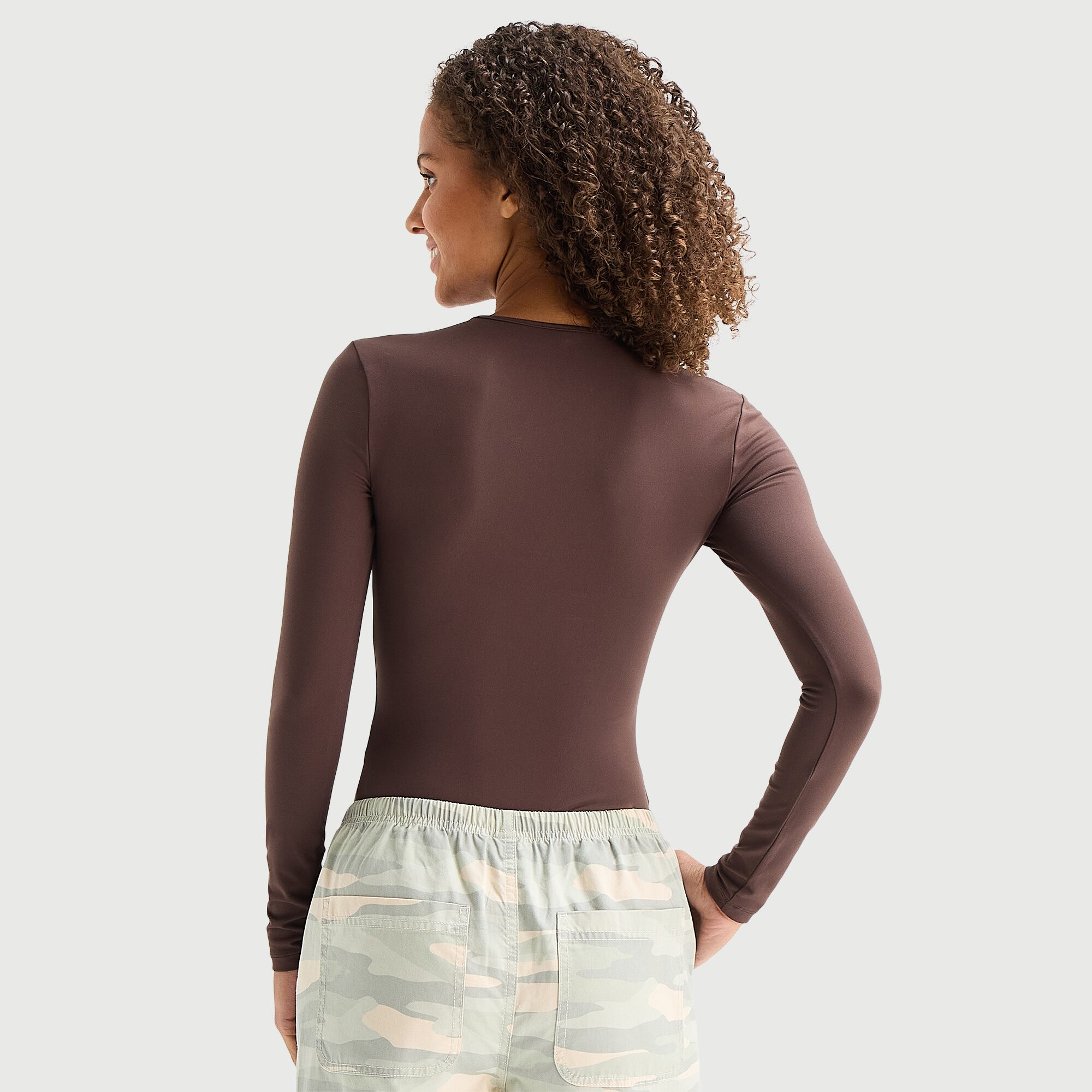 Arizona Womens Juniors Round Neck Long Sleeve Bodysuit