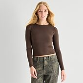 Arizona Womens Juniors Crew Neck Long Sleeve Shell
