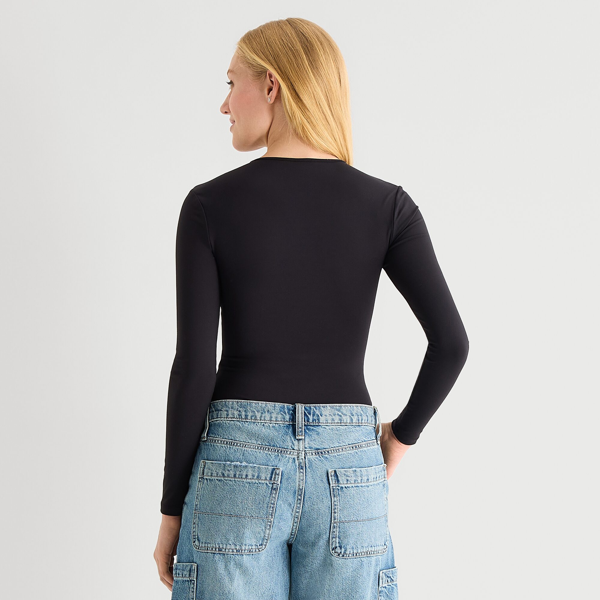 Arizona Womens Juniors Round Neck Long Sleeve Bodysuit