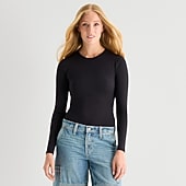 Arizona Womens Juniors Round Neck Long Sleeve Bodysuit