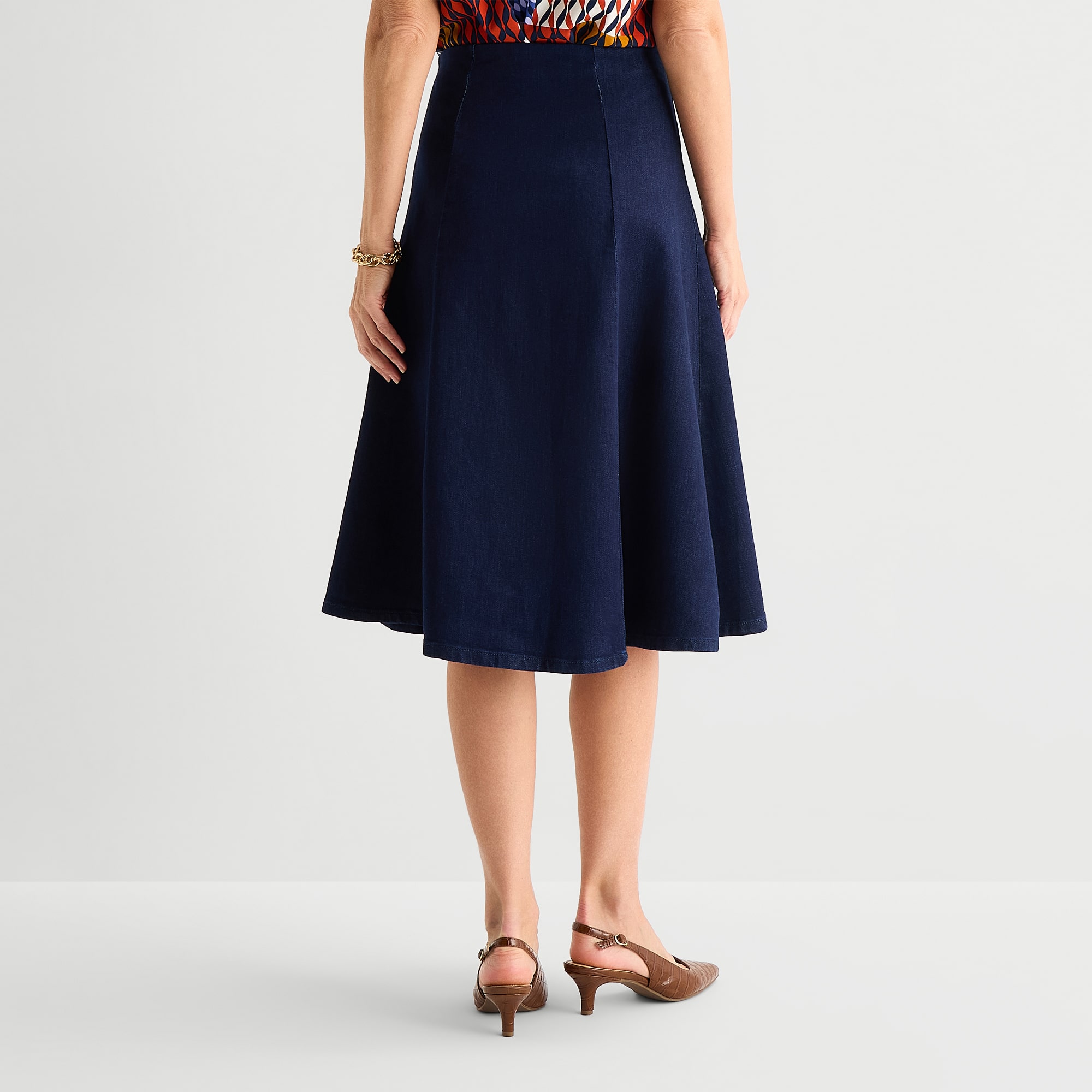 Liz Claiborne Womens High Rise Midi A-Line Skirt