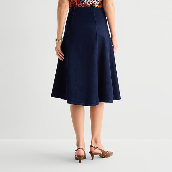 Liz Claiborne Womens High Rise Midi A-Line Skirt