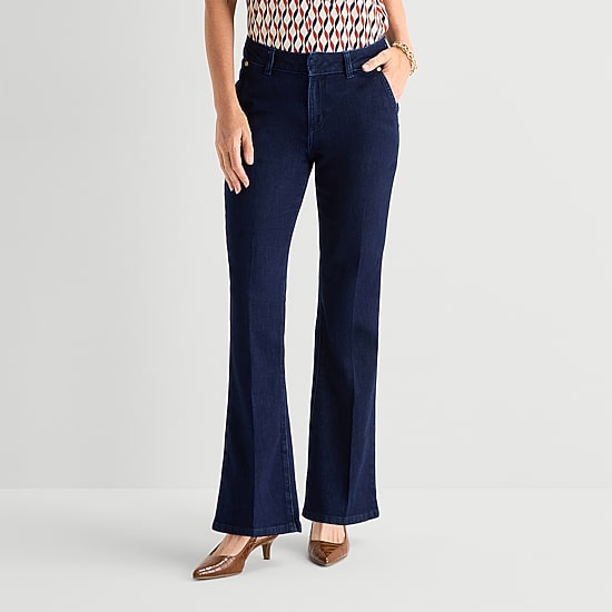 Liz Claiborne Womens Mid Rise Flare Leg Jean