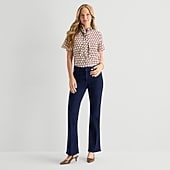 Liz Claiborne Womens Mid Rise Flare Leg Jean