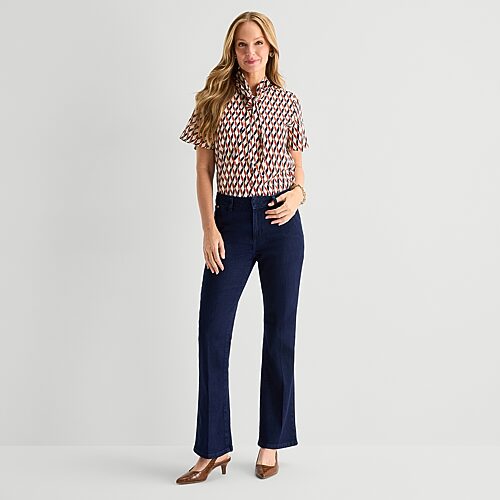 Liz Claiborne Womens Mid Rise Flare Leg Jean In Blue