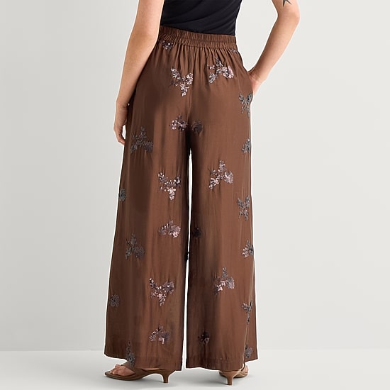 Worthington Womens Wide Leg High Rise Pull-On Pant
