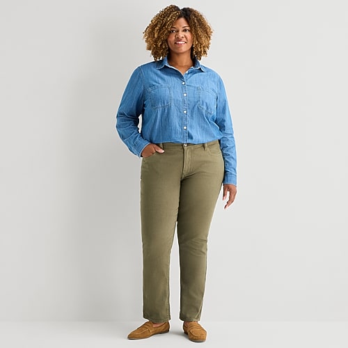 St. John's Bay Womens Straight Leg Jean In Green