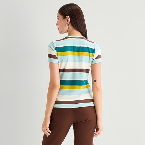 Worthington Womens Crew Neck Short Sleeve T-Shirt