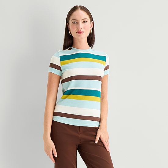 Worthington Womens Crew Neck Short Sleeve T-Shirt