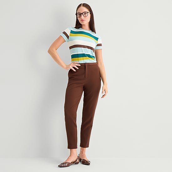 Worthington Womens Crew Neck Short Sleeve T-Shirt