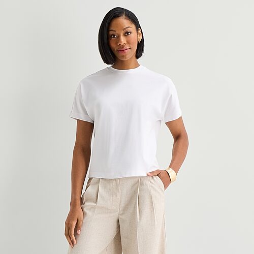 Worthington Womens Crew Neck Short Sleeve T-Shirt, Large, White