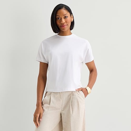 Worthington Womens Crew Neck Short Sleeve T-Shirt