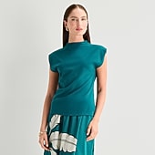 Worthington Womens Sleeveless Mock Neck Top