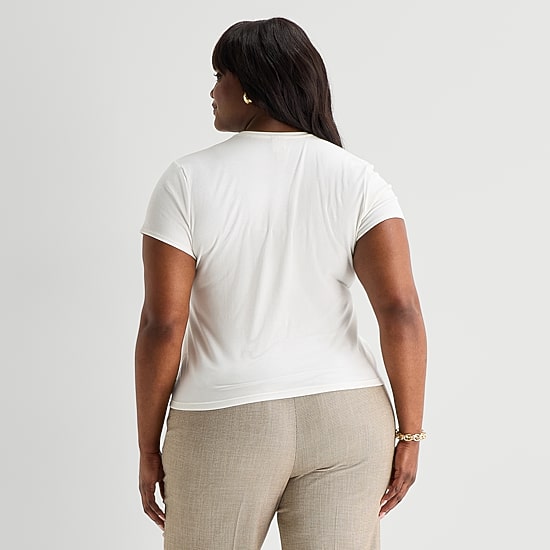 Worthington Womens Plus Crew Neck Short Sleeve T-Shirt