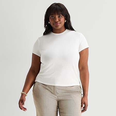 a.n.a Womens Plus V Neck Short Sleeve T-Shirt - JCPenney
