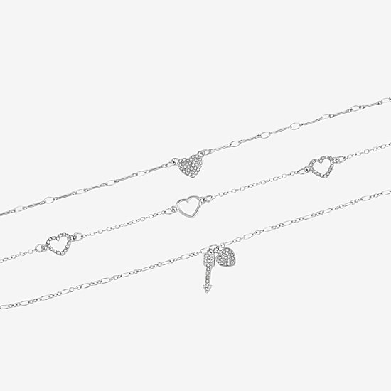 Forever 21 Womens 9 Inch Solid Cable Heart Ankle Bracelet