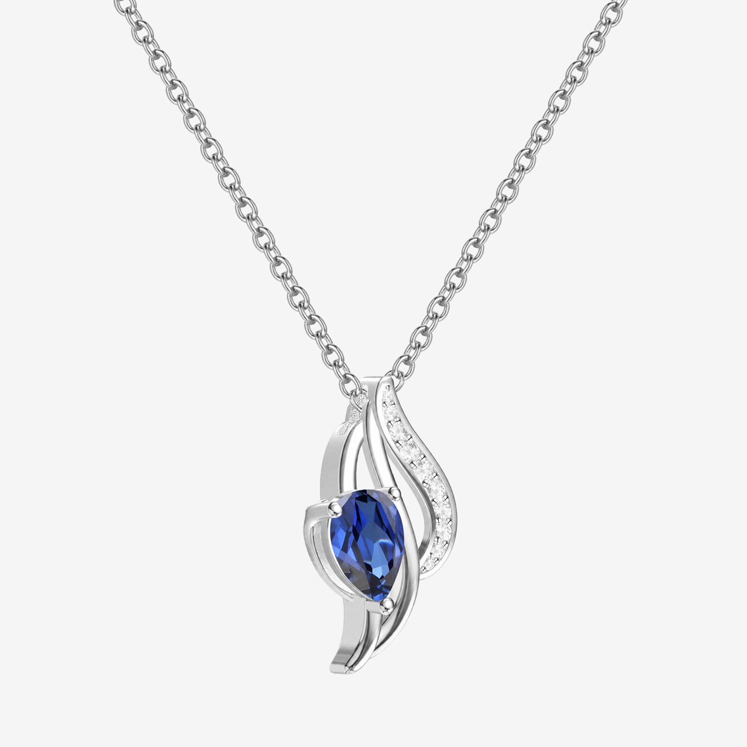 Lab Created Gemstone Sterling Silver Pear 18 Inch Pendant Necklace
