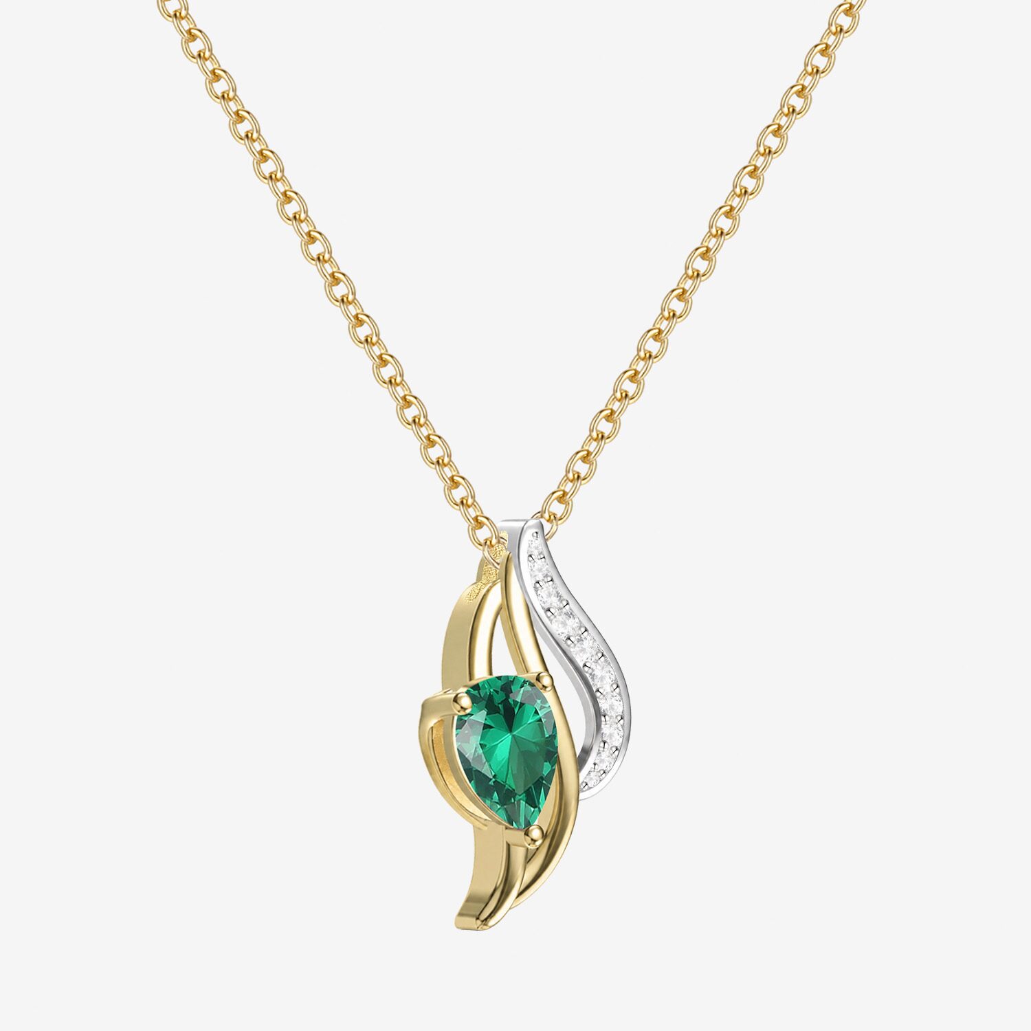 Womens Lab Created Green Emerald 14K Gold Over Silver Pear 18 Inch Pendant Necklace