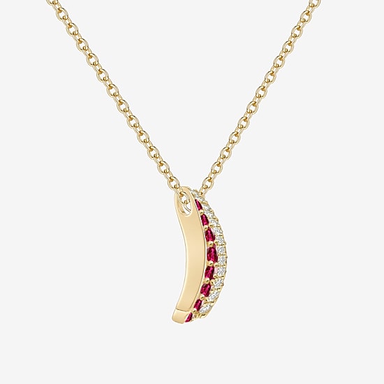 Womens Lab Created Red Ruby 14K Gold Over Silver Round 18 Inch Pendant Necklace