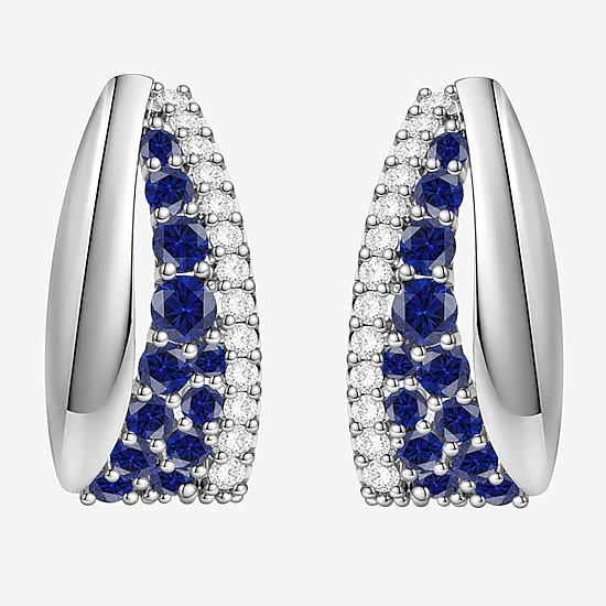 Lab Created Gemstone Sterling Silver 14mm Hoop Earrings