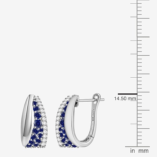 Lab Created Gemstone Sterling Silver 14mm Hoop Earrings