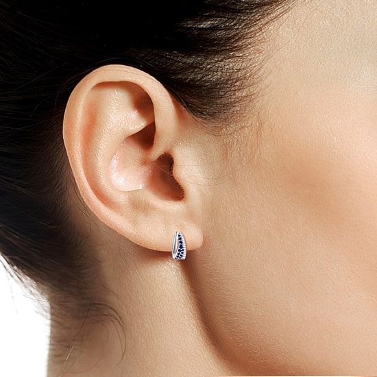 Lab Created Gemstone Sterling Silver 14mm Hoop Earrings