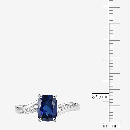 Lab Created Gemstone Sterling Silver Cushion Side Stone Cocktail Ring