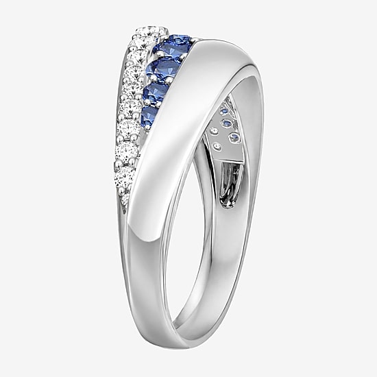 Lab Created Gemstone Sterling Silver Band
