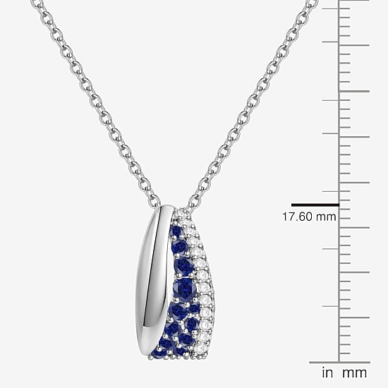 Lab Created Gemstone Sterling Silver Round 18 Inch Pendant Necklace