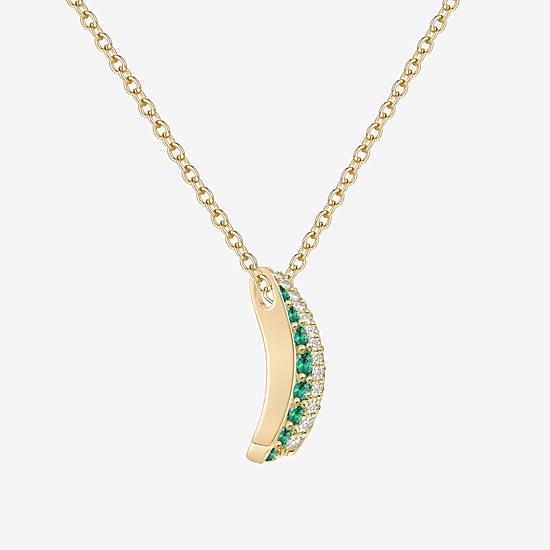 Womens Lab Created Green Emerald 14K Gold Over Silver Round 18 Inch Pendant Necklace