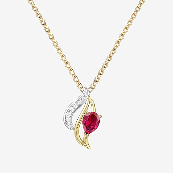 Lab Created Gemstone Sterling Silver Pear 18 Inch Pendant Necklace