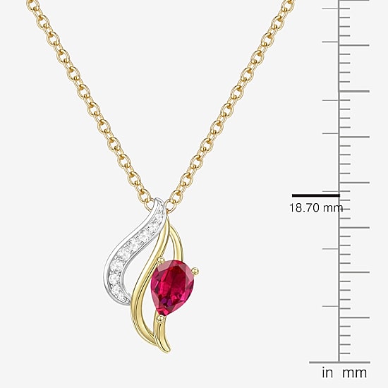 Lab Created Gemstone Sterling Silver Pear 18 Inch Pendant Necklace