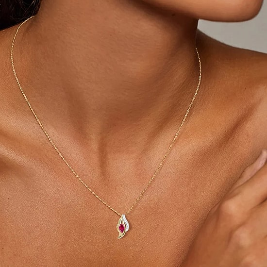 Lab Created Gemstone Sterling Silver Pear 18 Inch Pendant Necklace