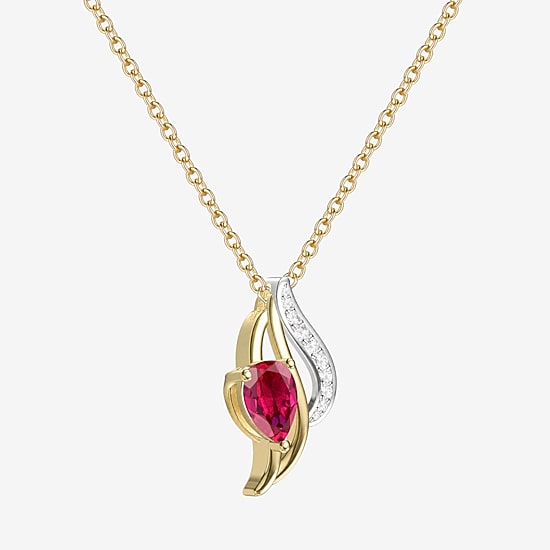 Lab Created Gemstone Sterling Silver Pear 18 Inch Pendant Necklace