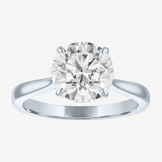(G / Si1-Si2) Womens 3 CT. T.W. Lab Grown White Diamond Sterling Silver Round Engagement Ring