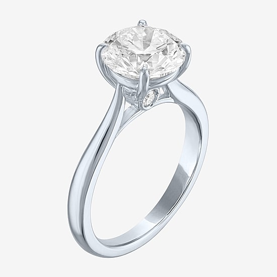 (G / Si1-Si2) Womens 3 CT. T.W. Lab Grown White Diamond Sterling Silver Round Engagement Ring