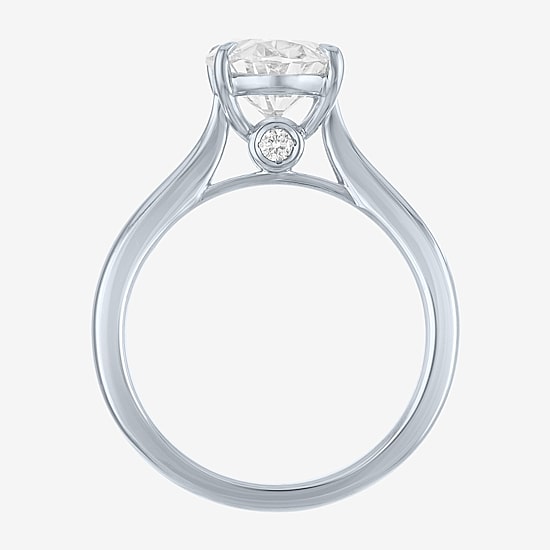 (G / Si1-Si2) Womens 3 CT. T.W. Lab Grown White Diamond Sterling Silver Oval Engagement Ring