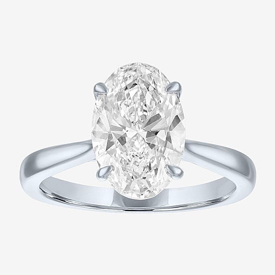(G / Si1-Si2) Womens 3 CT. T.W. Lab Grown White Diamond Sterling Silver Oval Engagement Ring