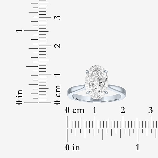 (G / Si1-Si2) Womens 3 CT. T.W. Lab Grown White Diamond Sterling Silver Oval Engagement Ring