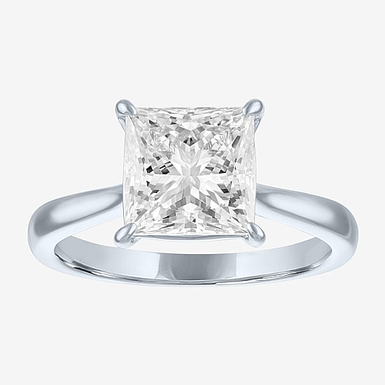 (G / Si1-Si2) Womens 3 CT. T.W. Lab Grown White Diamond Sterling Silver Engagement Ring
