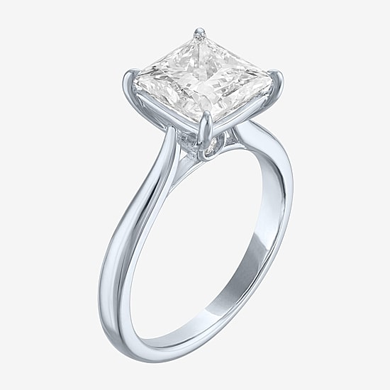 (G / Si1-Si2) Womens 3 CT. T.W. Lab Grown White Diamond Sterling Silver Engagement Ring