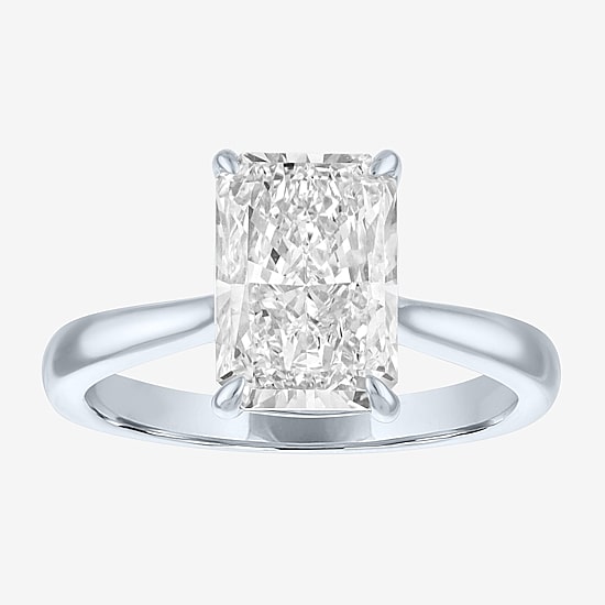 (G / Si1-Si2) Womens 3 CT. T.W. Lab Grown White Diamond Sterling Silver Rectangular Engagement Ring