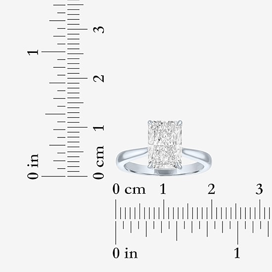 (G / Si1-Si2) Womens 3 CT. T.W. Lab Grown White Diamond Sterling Silver Rectangular Engagement Ring